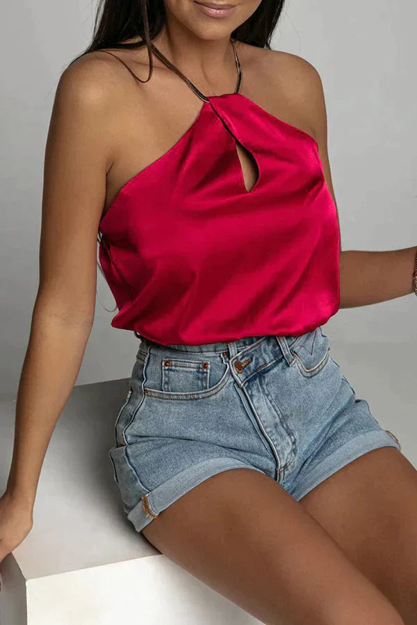 Wished for More Halter Neck Satin Top