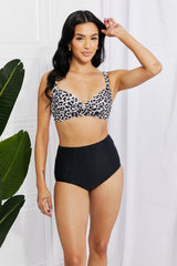 Marina West Swim – Take A Dip Twist – Hochgeschnittener Bikini mit Leopardenmuster