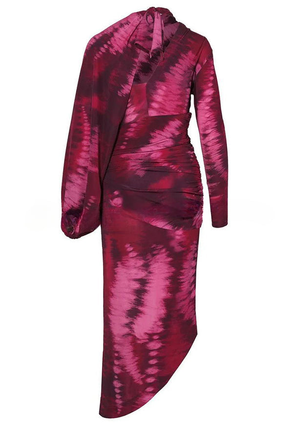 Claudia Tie Dye Print Ruched Midi Dress (multiple Ways To Wear)
