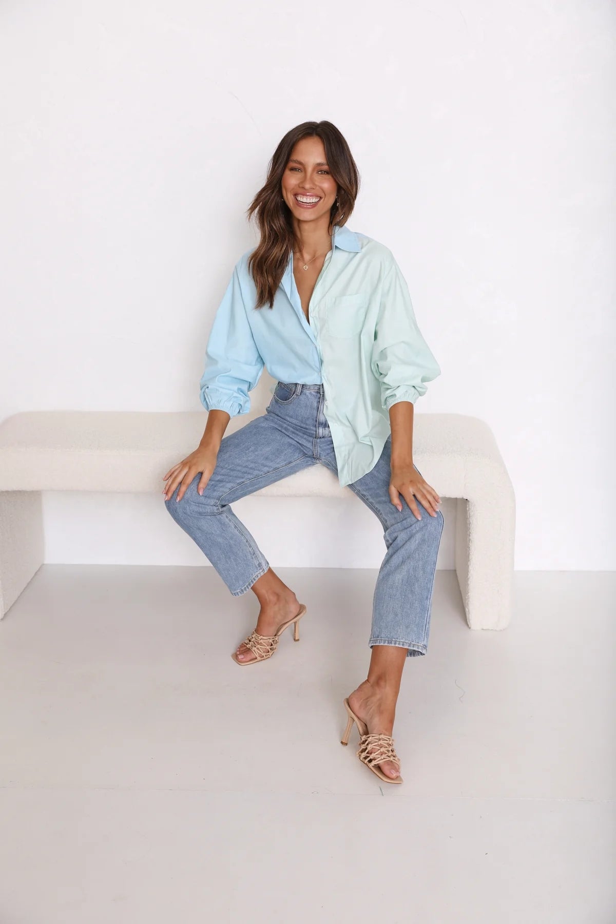 Blue Green Button Down Shirt