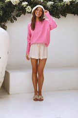 Pink Batwing Knit Sweater