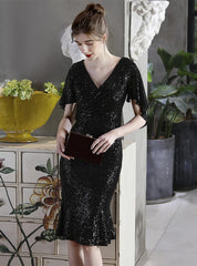 V-NECK SEQUINS SHORT PARTY DRESS