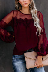 Picture This Tulle&Lace Long Sleeve Top - 5 Colors