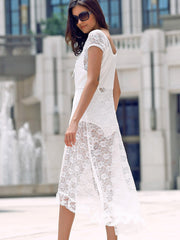 Scoop Neck Fit and Flare Lace Dress