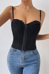 Hold Me Near Lace Backless Bustier Corset Crop Top - 3 Colors