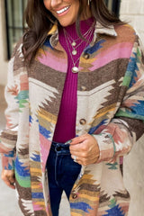 Geometrische, langärmlige Jacke mit Knöpfen