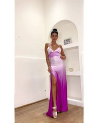 2024ss sexy halter deep V gradient dress