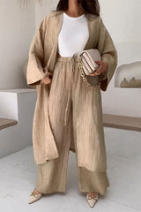 Ruched Textured Oversized Kimono Cardigan