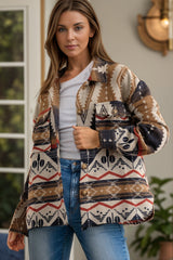 Geometrische, langärmlige Jacke mit Knöpfen