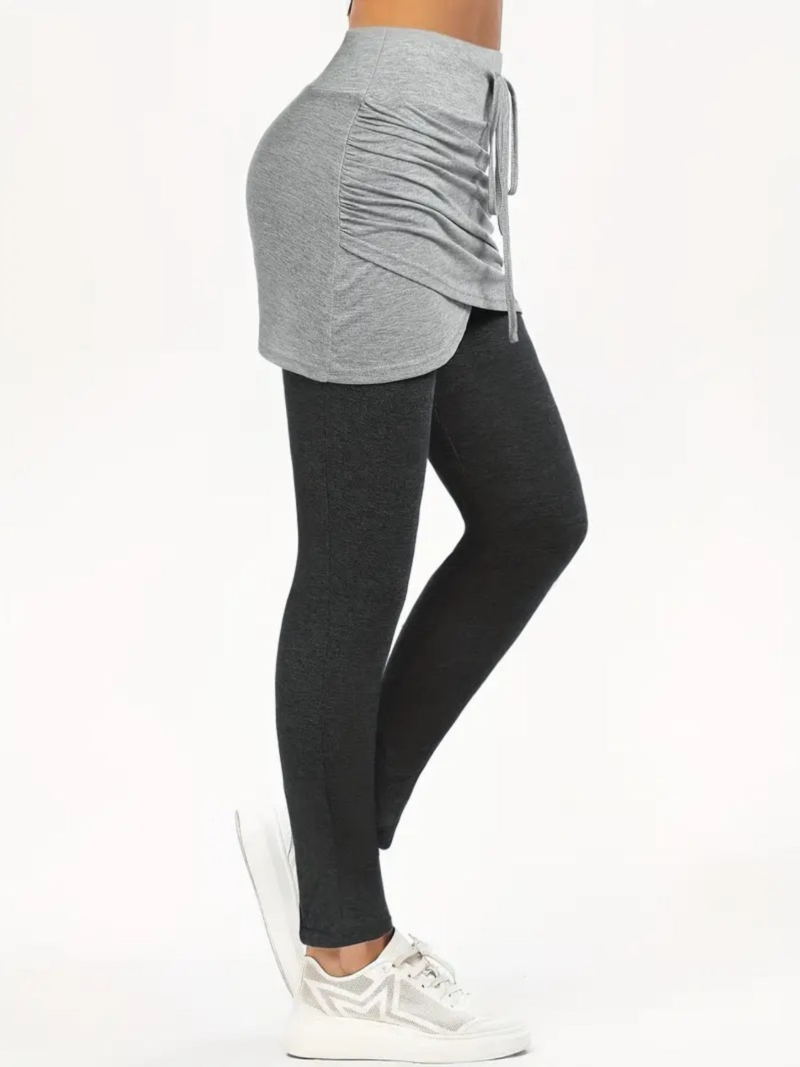 Zweiteilige Active-Leggings mit Kordelzug und gerüschtem Rock