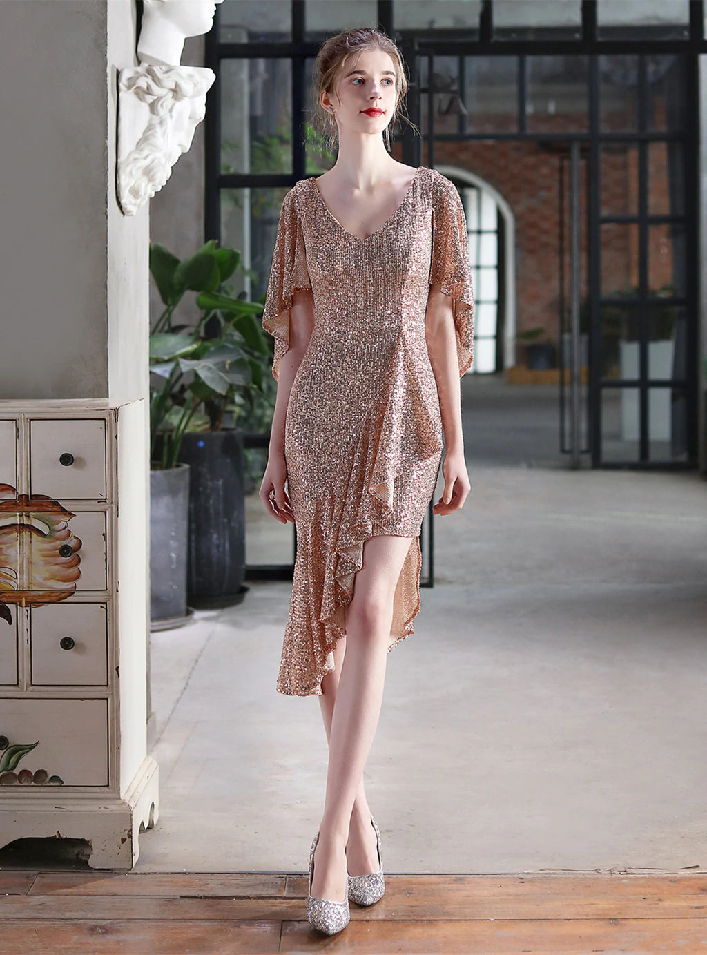 WOMEN V-NECK PARTY GOWN