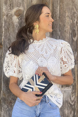 Getting Closer Hollow-Out Short Sleeve Top - 4 Colors