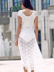 Scoop Neck Fit and Flare Lace Dress