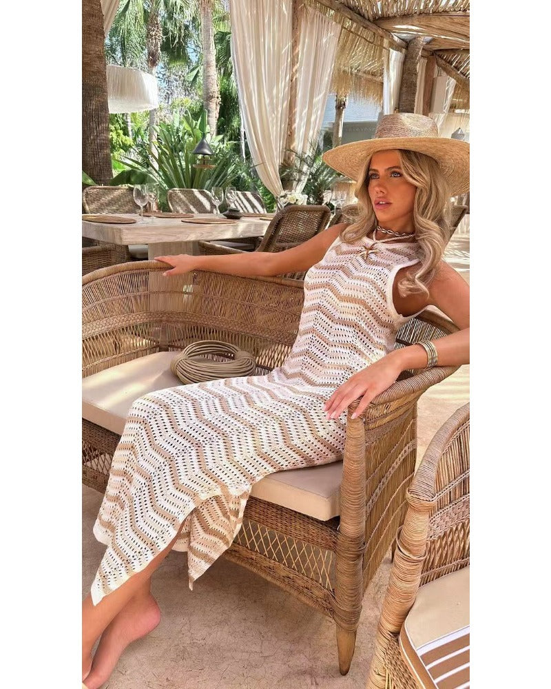 2024ss Sexy Wispy empty beach dress