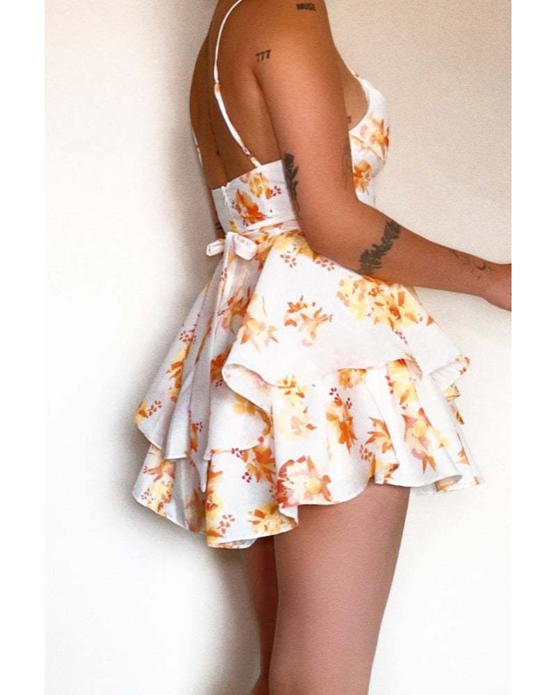 2024ss sexy halter print patchwork dress