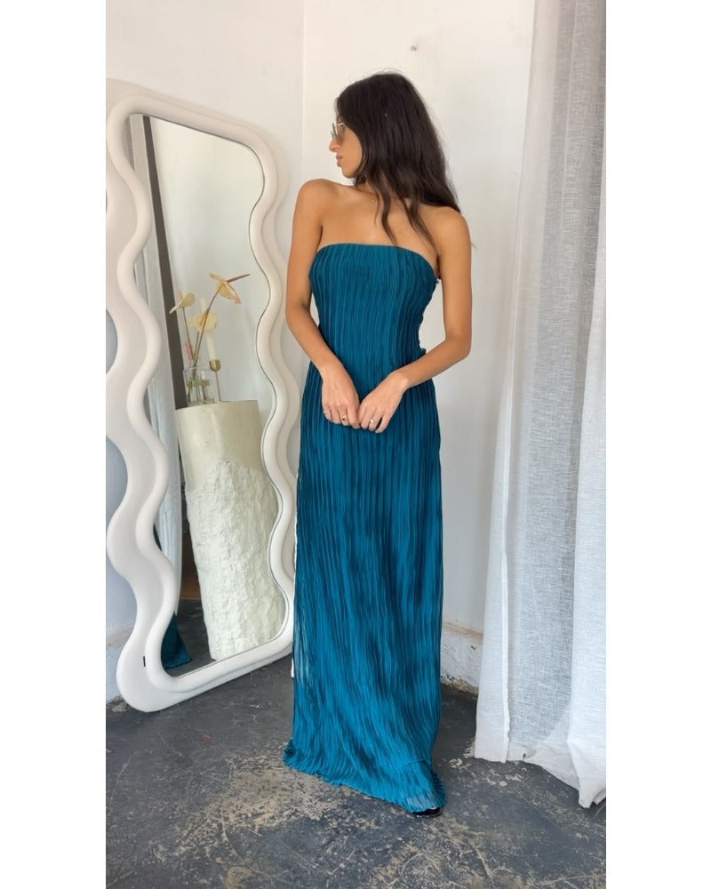2024ss sexy strapless floor-length dress