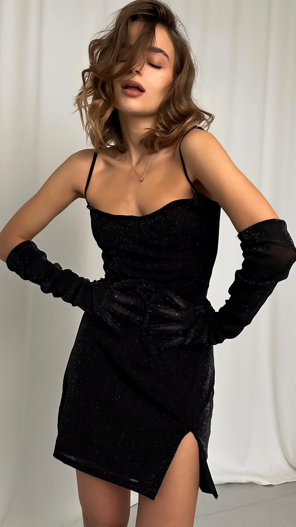 Glamorous black sequin party dress