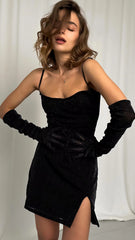 Glamorous black sequin party dress