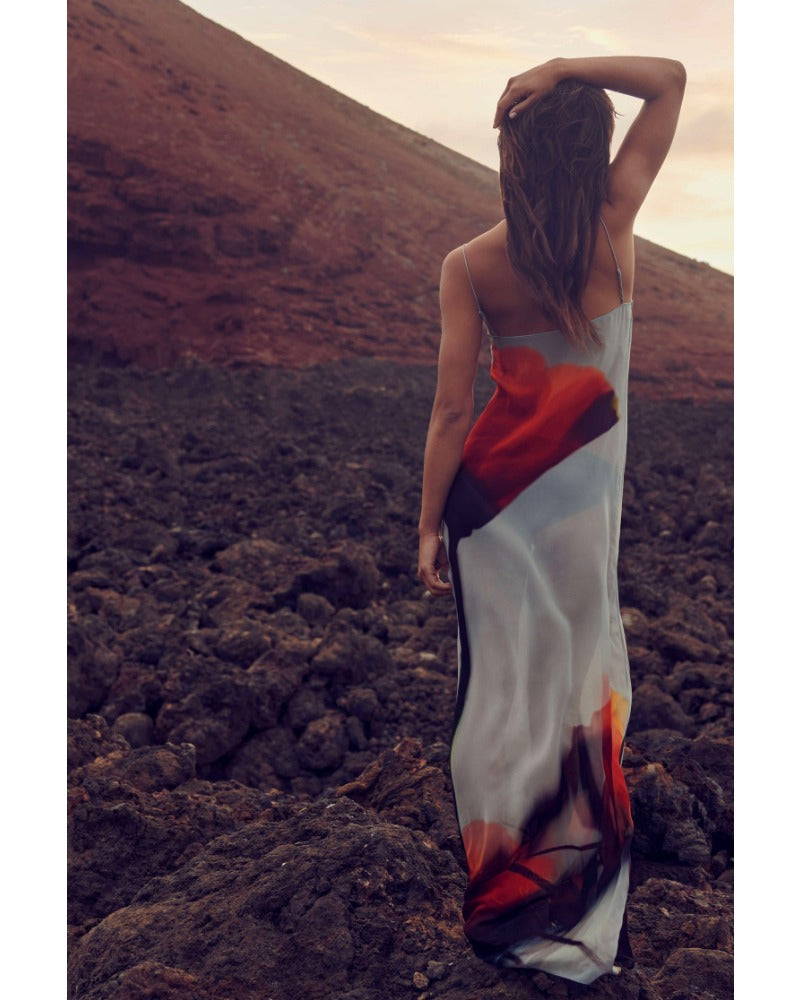 2024ss sexy halter print holiday dress