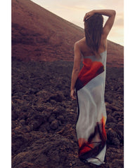 2024ss sexy halter print holiday dress