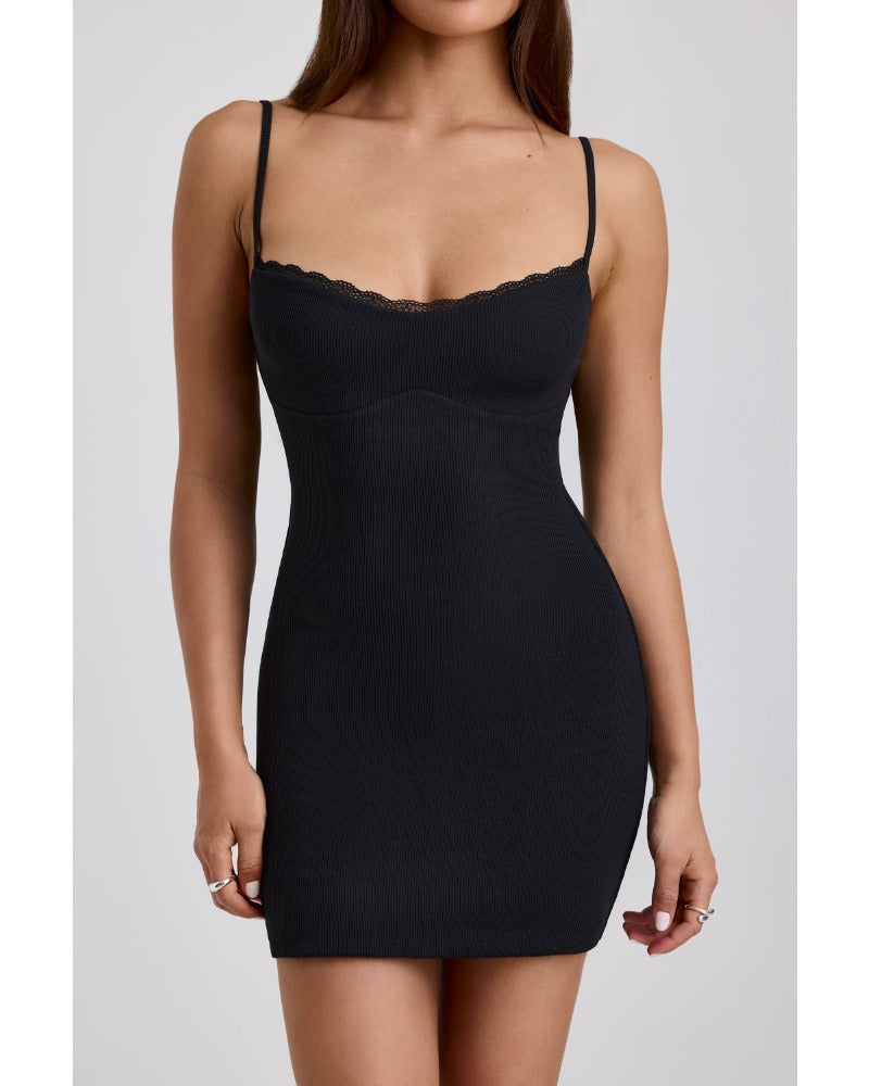 2024ss solid color sexy halter dress