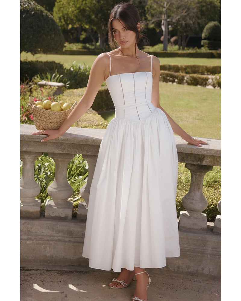 2024ssn sexy Riemenwickel-Patchworkkleid