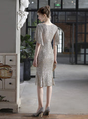 V-NECK SEQUINS SHORT PARTY DRESS