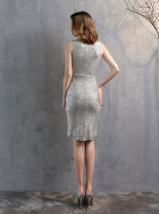 WOMEN SHORT V-NECK SEQUINS PARTY DRESS