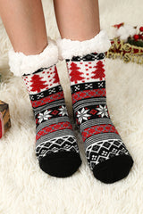 Black Christmas Tree Pattern Thermal Socks