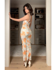 2024ss sexy halter wrap hip print dress