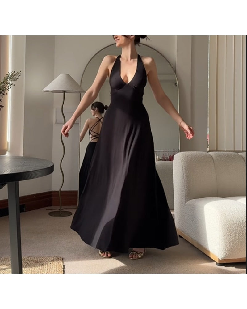 2024ss Sexy Halter backless strapless party dress