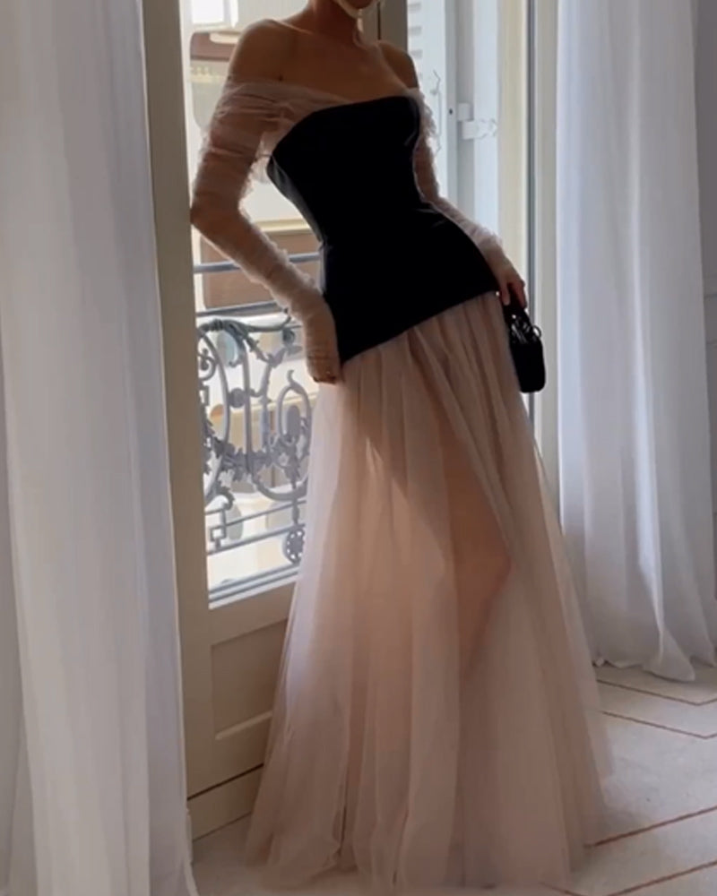 Mesh patchwork sexy dress