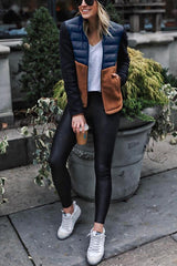 In Fashion Patchwork Contrast Down Jacket