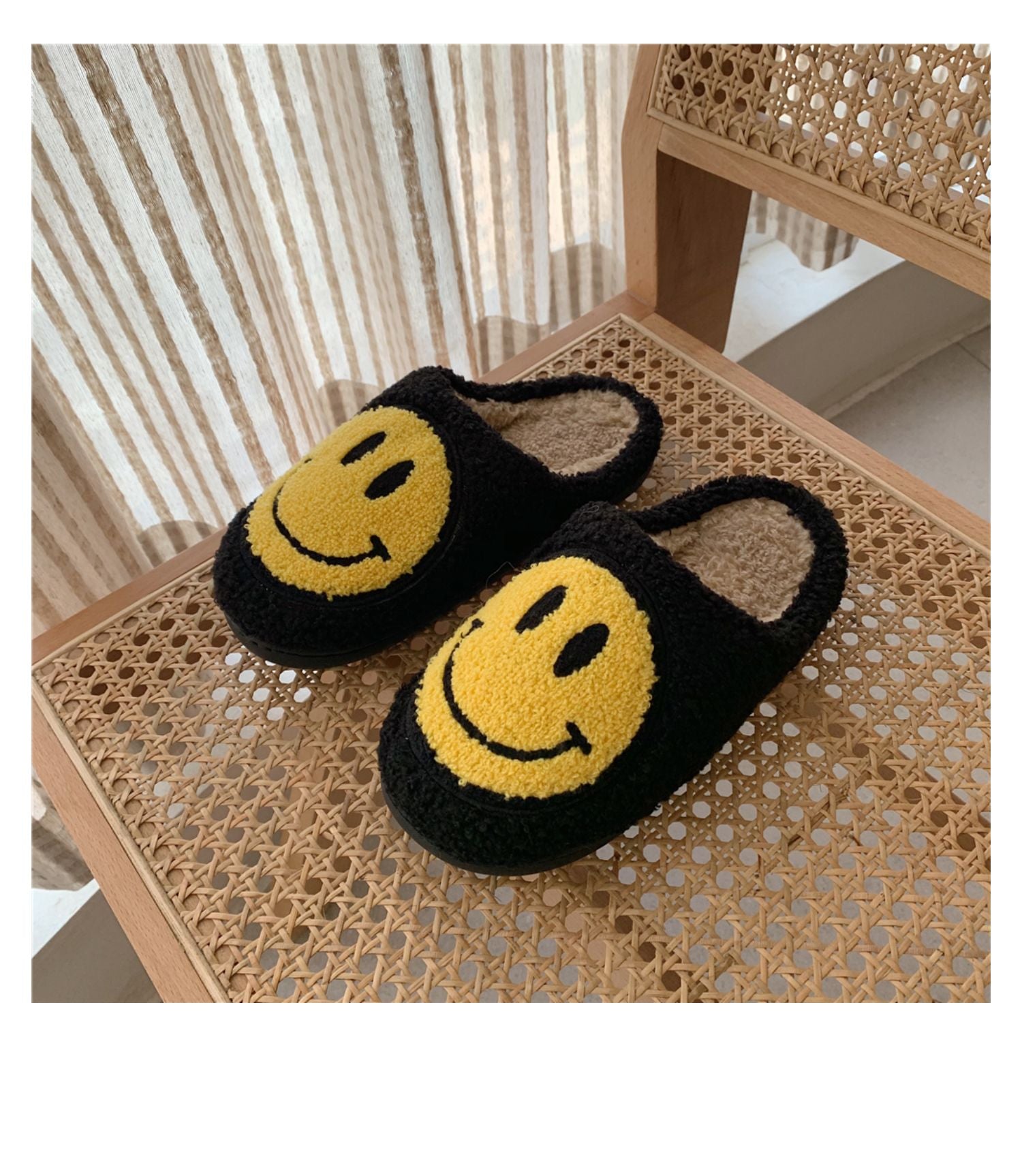 Smiley plush slippers
