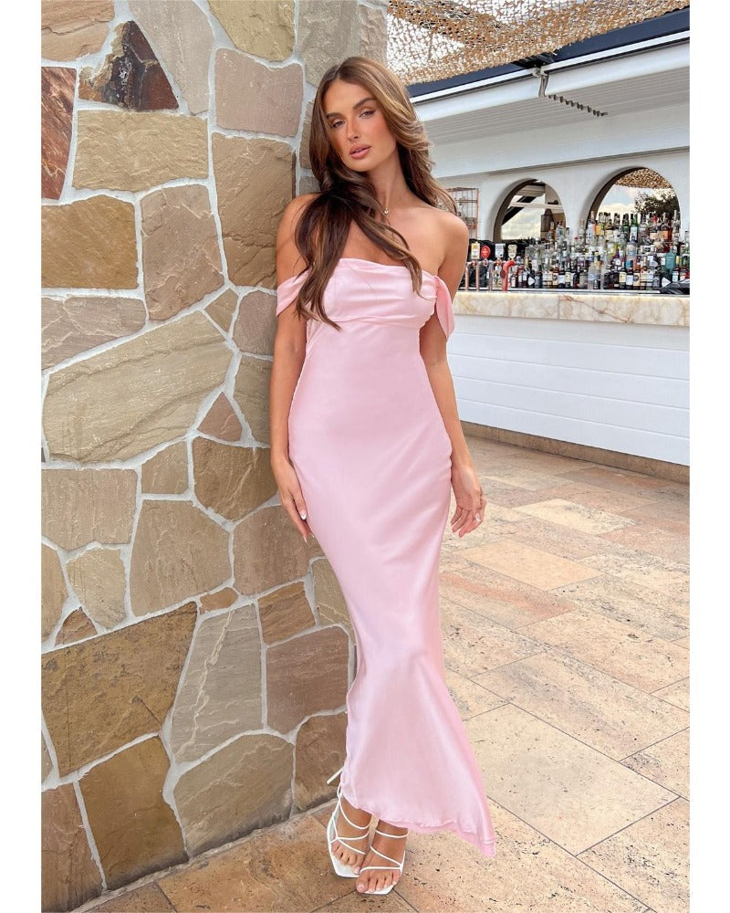 2024ss sexy strapless slim-fit dress