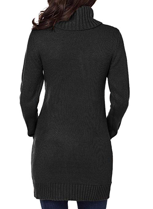 Women Asymmetric Buttoned Collar Knit Stretchable Elasticity Long Sleeve Slim Fit Sweater Dress