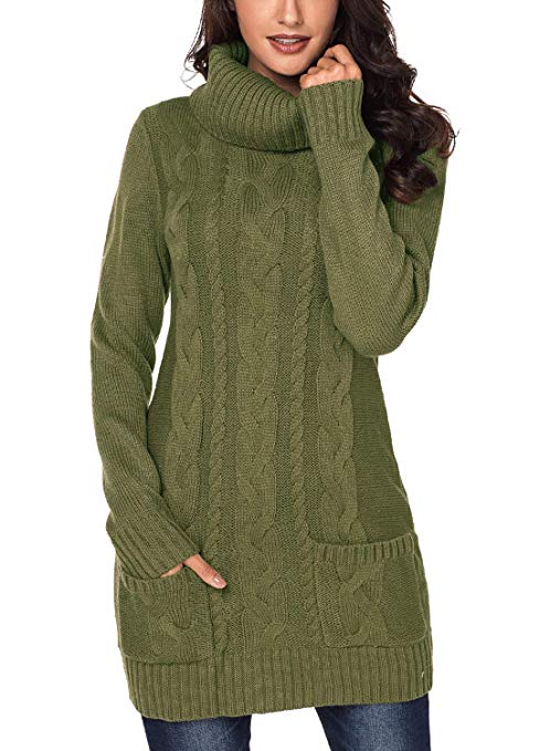 Women Asymmetric Buttoned Collar Knit Stretchable Elasticity Long Sleeve Slim Fit Sweater Dress