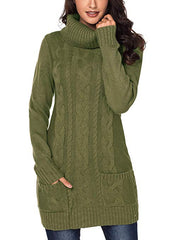 Women Asymmetric Buttoned Collar Knit Stretchable Elasticity Long Sleeve Slim Fit Sweater Dress