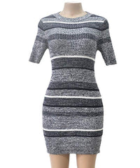Womens Knitted Sweater Dress Short Sleeve Pullover Mini Jersey Dress