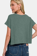Zenana – Kurzes T-Shirt mit Rundhalsausschnitt und kurzen Ärmeln