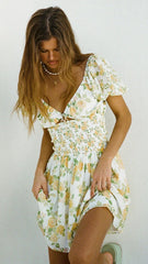 Yellow Floral Mini Dress
