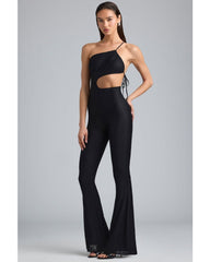 2024ss sexy slant shoulder sleeve-up romper