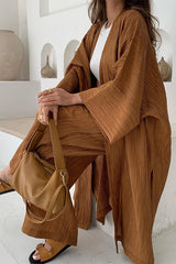 Ruched Textured Oversized Kimono Cardigan