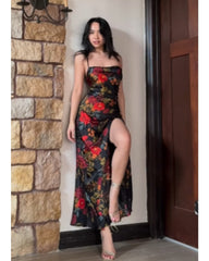 2024ss sexy halter split print dress