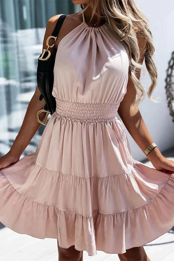 Halter halter waist folds dreamy skirt