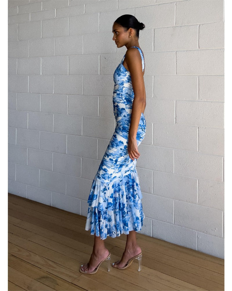 2024ss sexy wispy patchwork print dress