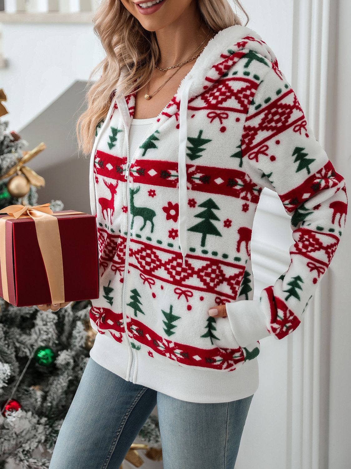 Kapuzenjacke mit Kordelzug und Weihnachtselement