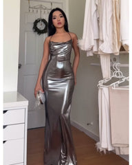 2024ss sexy Halter wrap hip sequin dress
