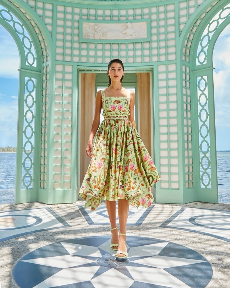 2024ss sexy halter plant print dress