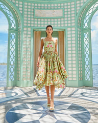 2024ss sexy halter plant print dress
